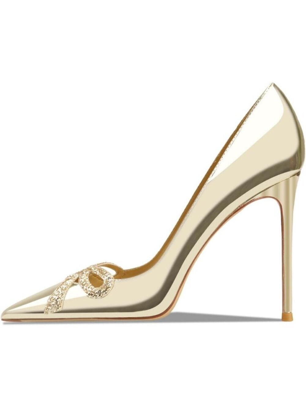 Women's Gold Pointed Butterfly Decoration Shallow Party Work Modernity Heels
